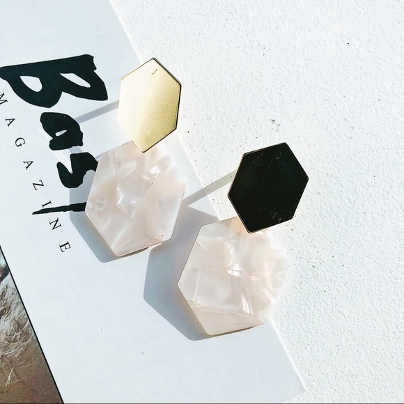 Pink and White Gold Tortoise Dangle Earrings - Picture 3 of 8